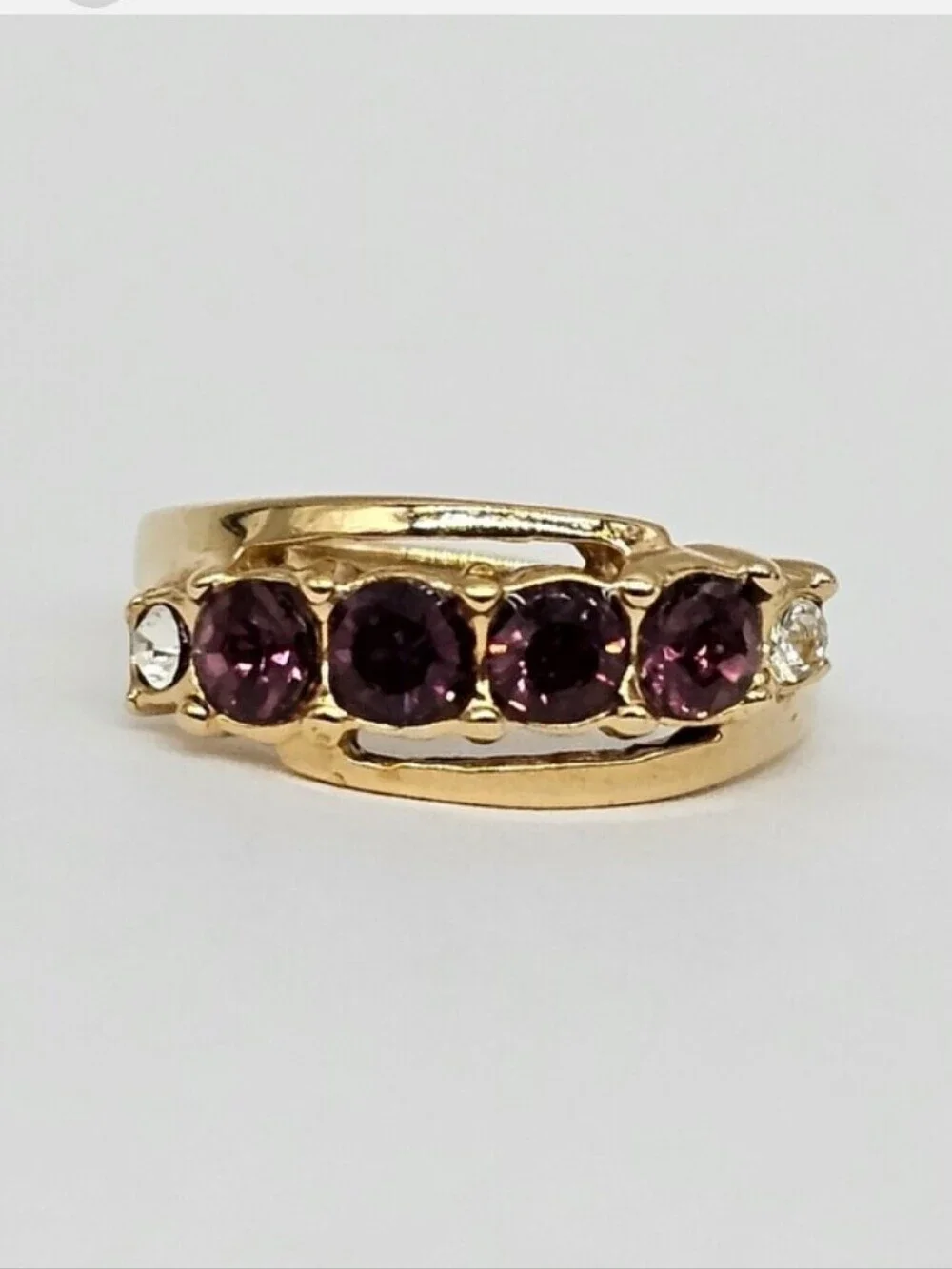 Avon Goldtone Ring Purple Gemstones